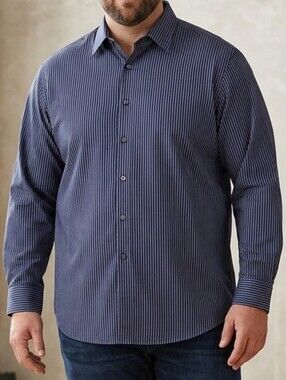claiborne slim fit mens dress shirts Claiborne Long Sleeve Button Shirt Men's XXL Slim Fit Black Pinstriped